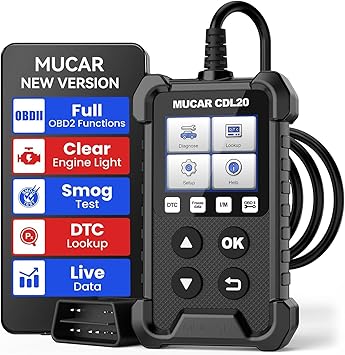MUCAR CDL20 Universal OBD2 Scanner, Check Engine Car Code Reader with Full OBD2 Functions, Vehicle Info/MIL/EVAP/Freeze Frame/DTC Library, Diagnostic Scan Tool for All OBD II & EOBD Cars After 1996