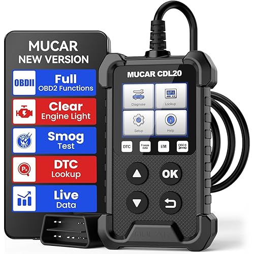 MUCAR CDL20 Universal OBD2 Scanner, Check Engine Car Code Reader with Full OBD2 Functions, Vehicle Info/MIL/EVAP/Freeze Frame/DTC Library, Diagnostic Scan Tool for All OBD II & EOBD Cars After 1996