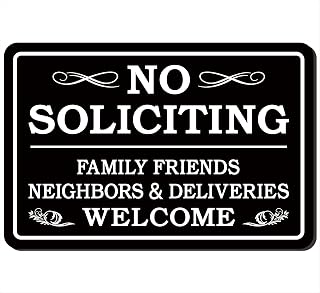 No Soliciting Sign - Welcome Family, Friends, Neighbors, and Delivery Sign - Premium Durable Frosted Acrylic Material, Super Strong Adhesive, Quick Installation, Suitable for Your Home and Business(6×4 inches, Black) (No solicitation 1)