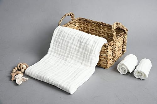 Miniatura 5 de Juego de toallas para bebé, 1 toalla de baño grande de muselina de algodón y 2 paños para bebé, toallas suaves y absorbentes para bebé niña o niño,