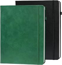 A4 Notebook, 2 Pack Lined Journal Notebook, 160 Pages Each for Men & Women | Faux Leather Hardcover Notebook with Bookmark, Pen Loop, and Elastic Closure for Work Office School