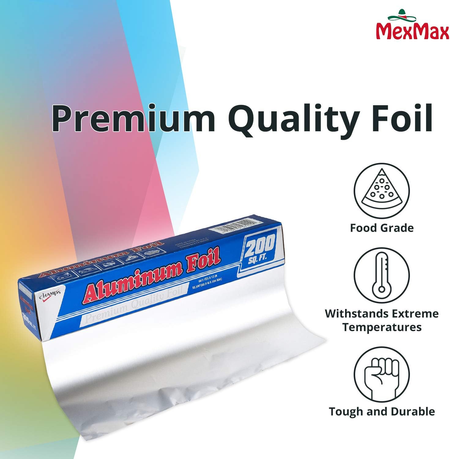 CHAMPS Standard Aluminum Foil - 200 Square Feet Standard Foil Wrapping Paper - Non Stick Tin Foil - Large Aluminum Foil Sheet - Tin Foil for Leftovers, Grilling, Baking, and Cooking : Everything Else