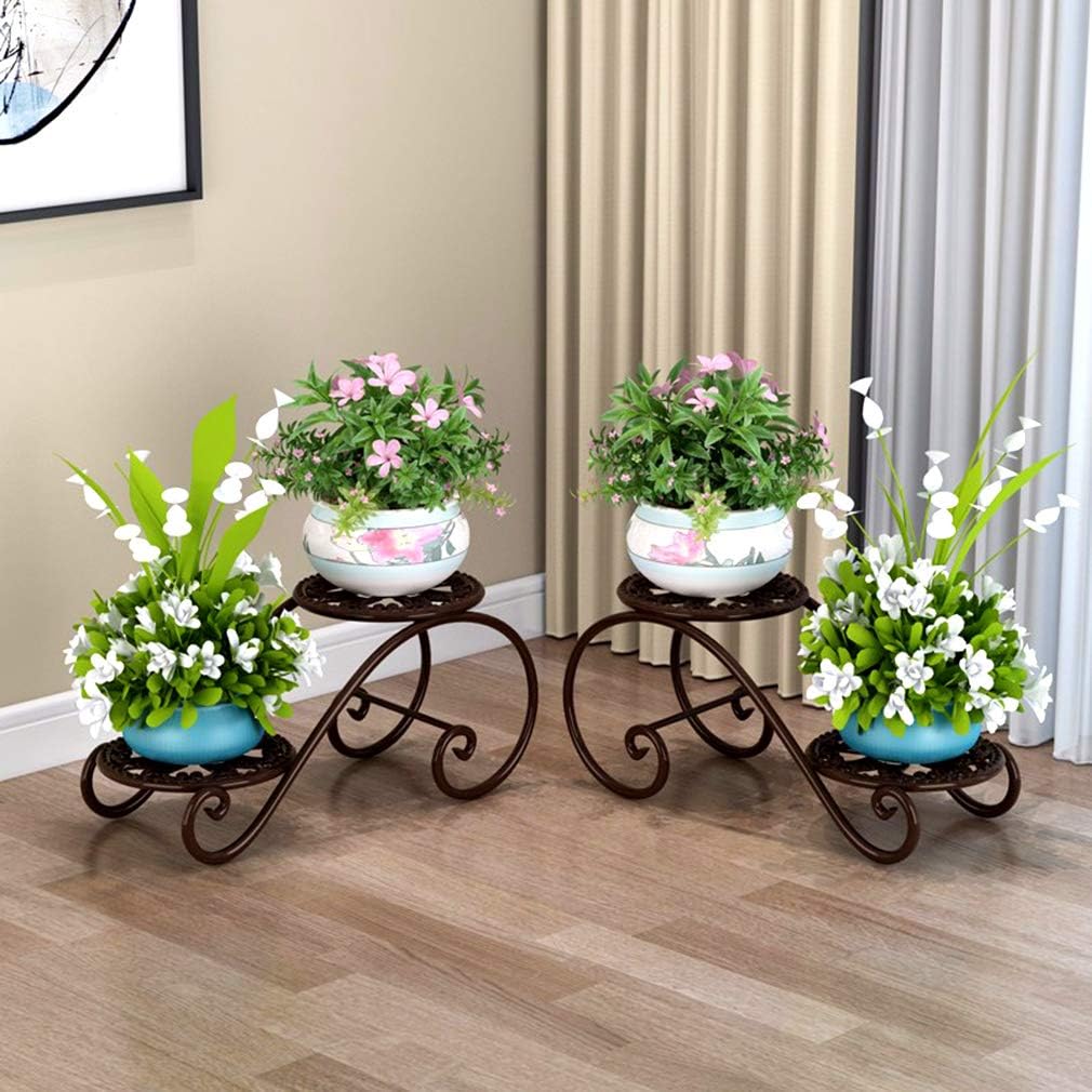 Plant Stand Indoor,Plant Holder Wrought Iron,Flower Rack Floor Standing,Double Layer Floor-Standing Flower Pot Stand,Suitable for Indoor Balcony Living Room