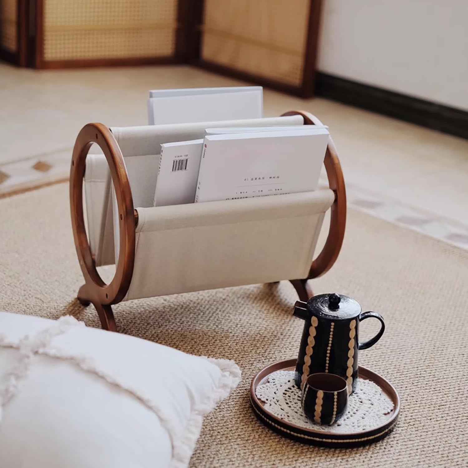 Floor Standing Magazine Rack & Newspaper Holder - 2 Open Tiers Book Display Shelf for Home, Office, Hotel & Exhibition - Versatile Literature Organizer for Various Sizes