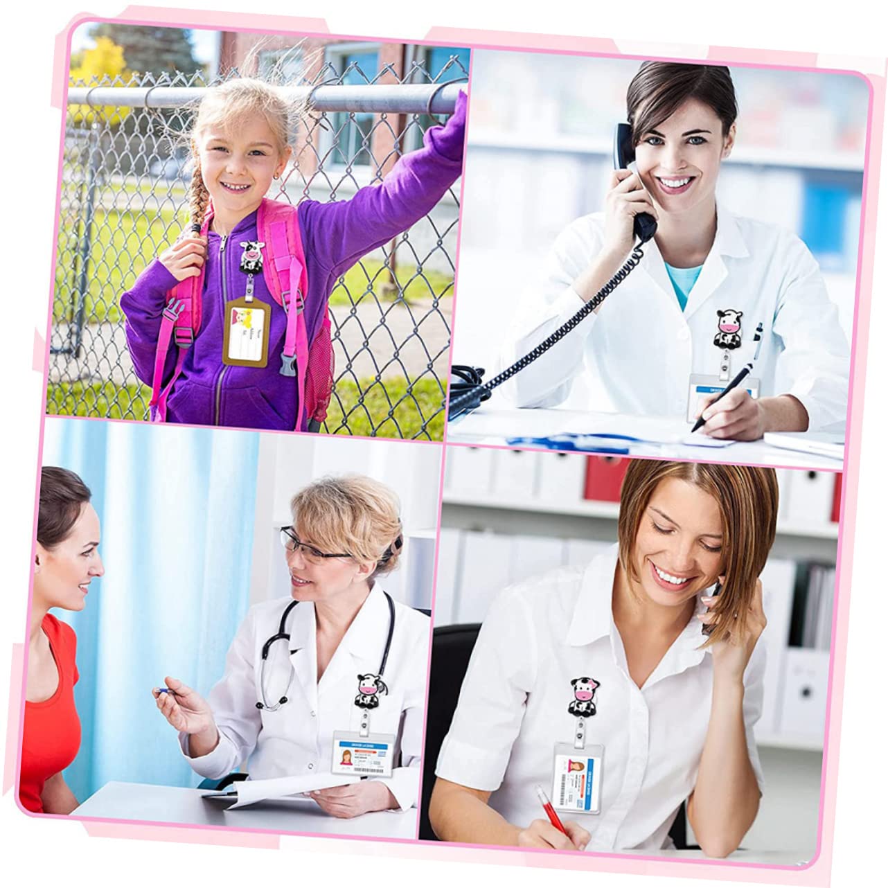 EXCEART 5 Set Porta Badge Retrattile Set Cordino Petto Clip Per Badge Pediatrici Per Tessere Identificative 3 Pezzi * 5