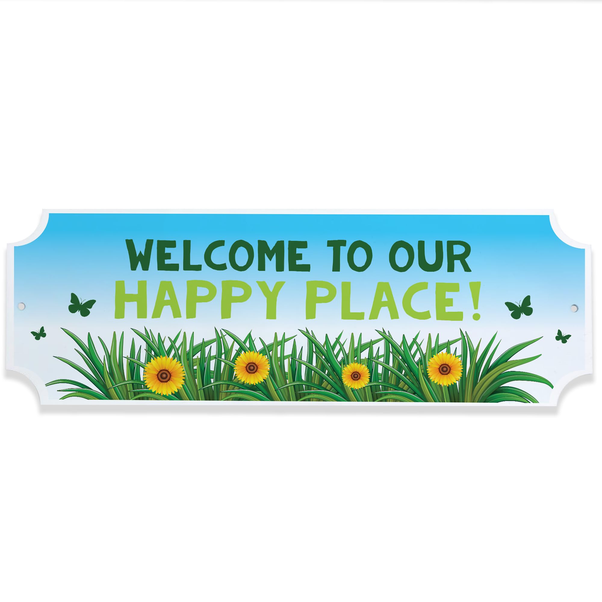Red Ocean Garden Sign For Outside Welcome To Our Happy Place Plaque For Summerhouse Garden Shed Home Decor Friendship Gifts Couple Gift