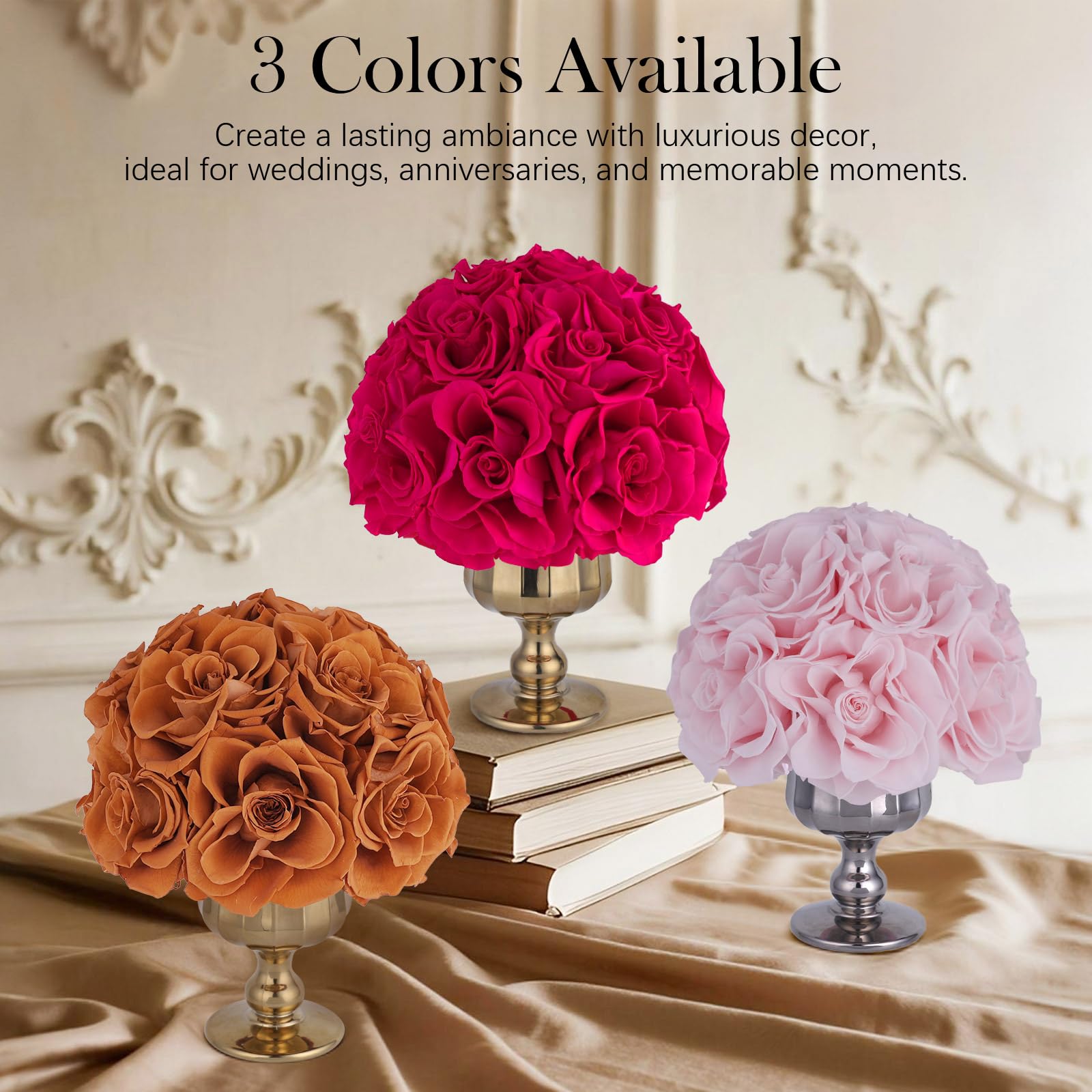 Forever Preserved Roses In Glass Vase – Real Rose Centerpiece, Red, Lasts 3+ Years, Luxury Gift