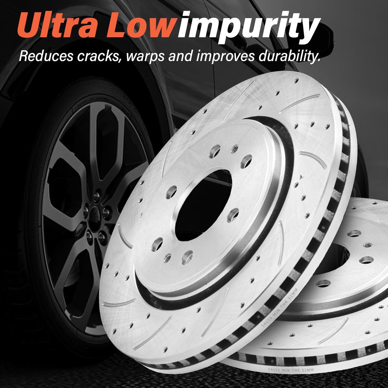 SUNROAD 13.78 in Front Brake Rotors and Pads Replacement for Ford F150 2010 2011 2012 2013 2014 2015 2016 2017 2018 2019 2020 2021 Drilled&Slotted Brake Kit Compatible with Lincoln Navigator 2010-2021