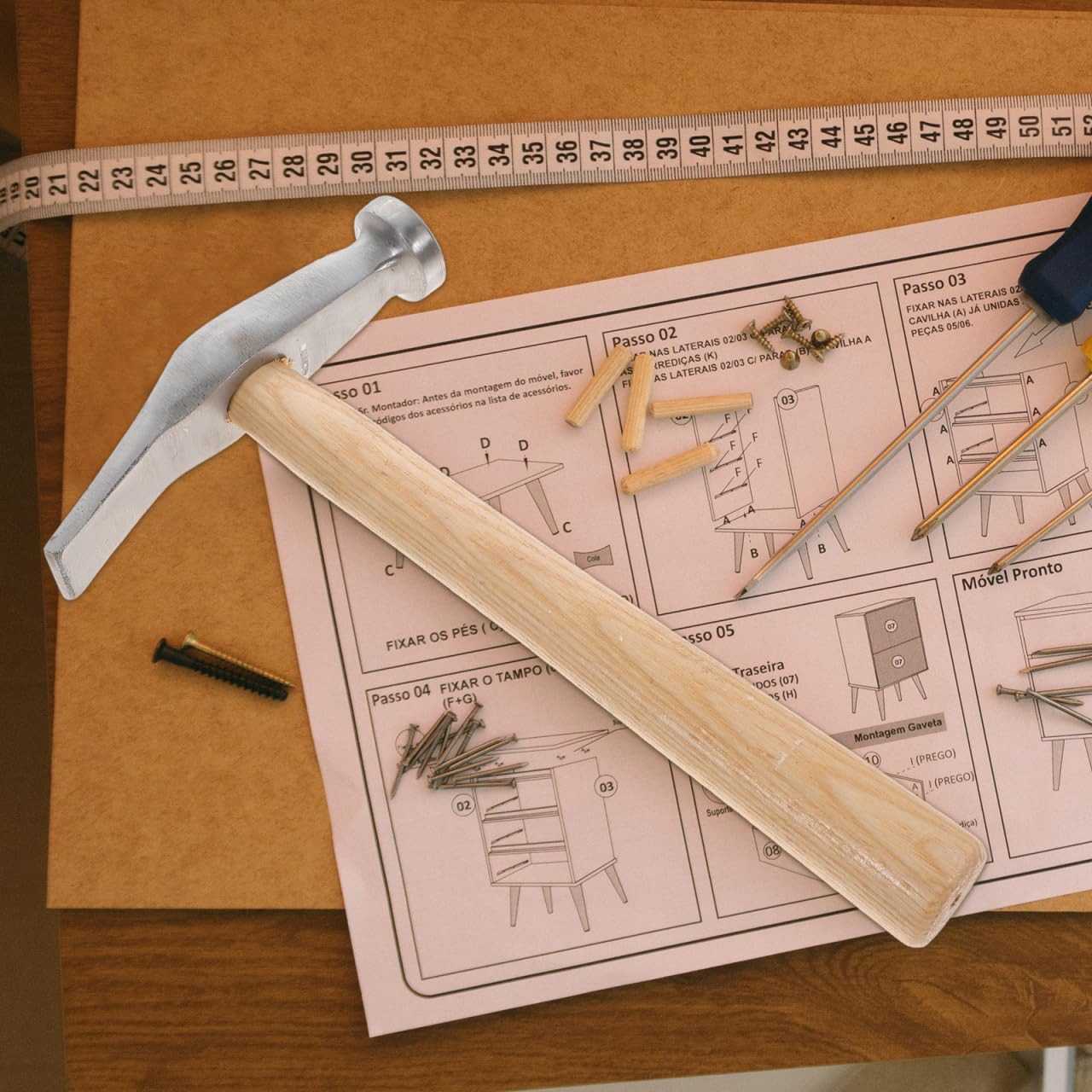 Healifty Martelletto in acciaio con manico in legno 9.45 pollici leggero e antiruggine, ideale per la riparazione delle scarpe e la produzione di scarpe