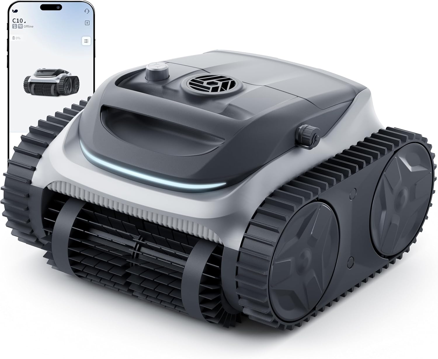 Photo 1 of 700 C10 Pool Cleaner Robot, Cordless Pool Vacuum w/Superior Suction, Triple Motors, Smart Navigation, APP Control, Wall/Waterline, 140-Min Runtime for Inground Pools up to 861 Sq.Ft (Silver)