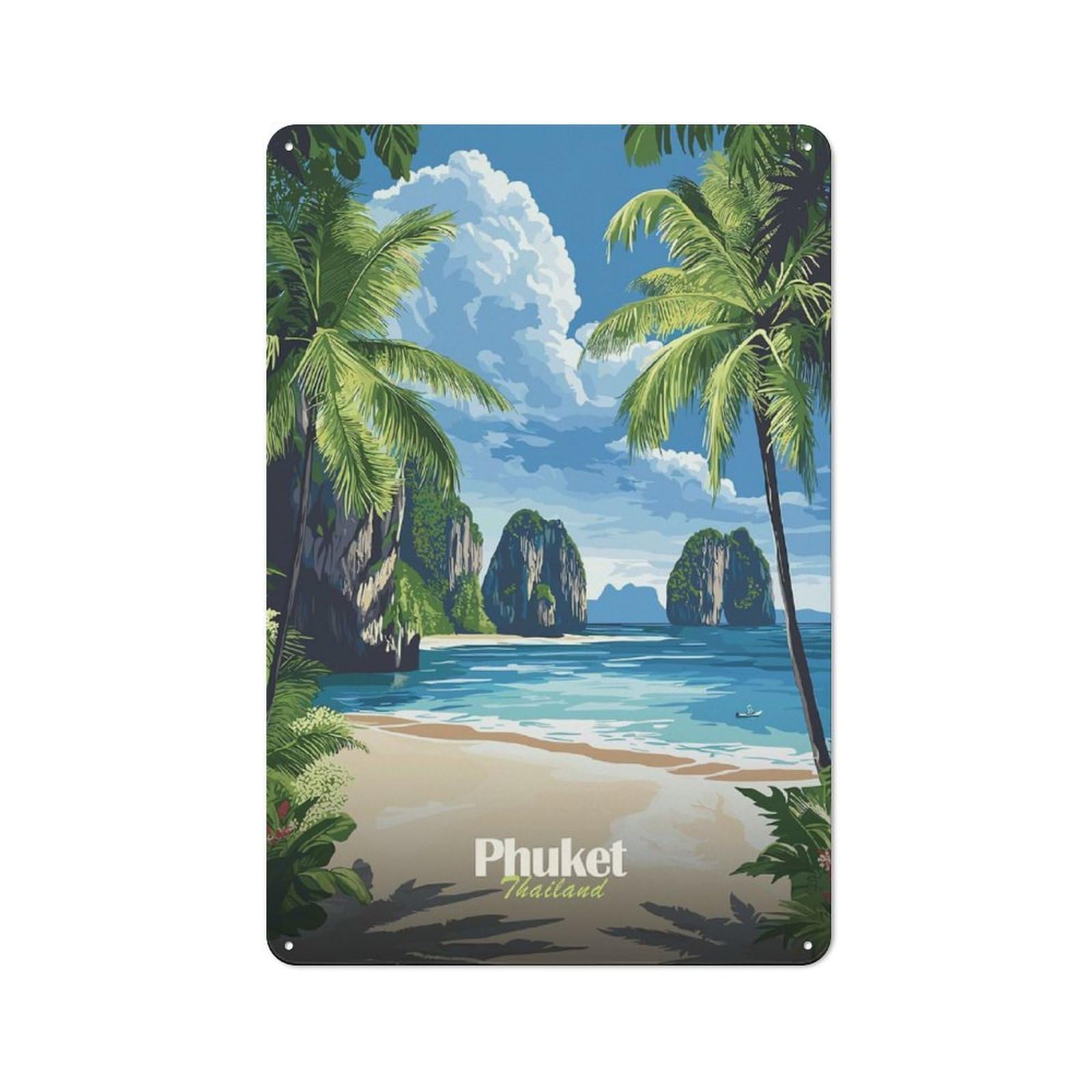 Smart Phuket Thailand Beach Office Metal Sign 30x20cm, Creative Space Decor for Home Office, Reading Corner Or Bedroom