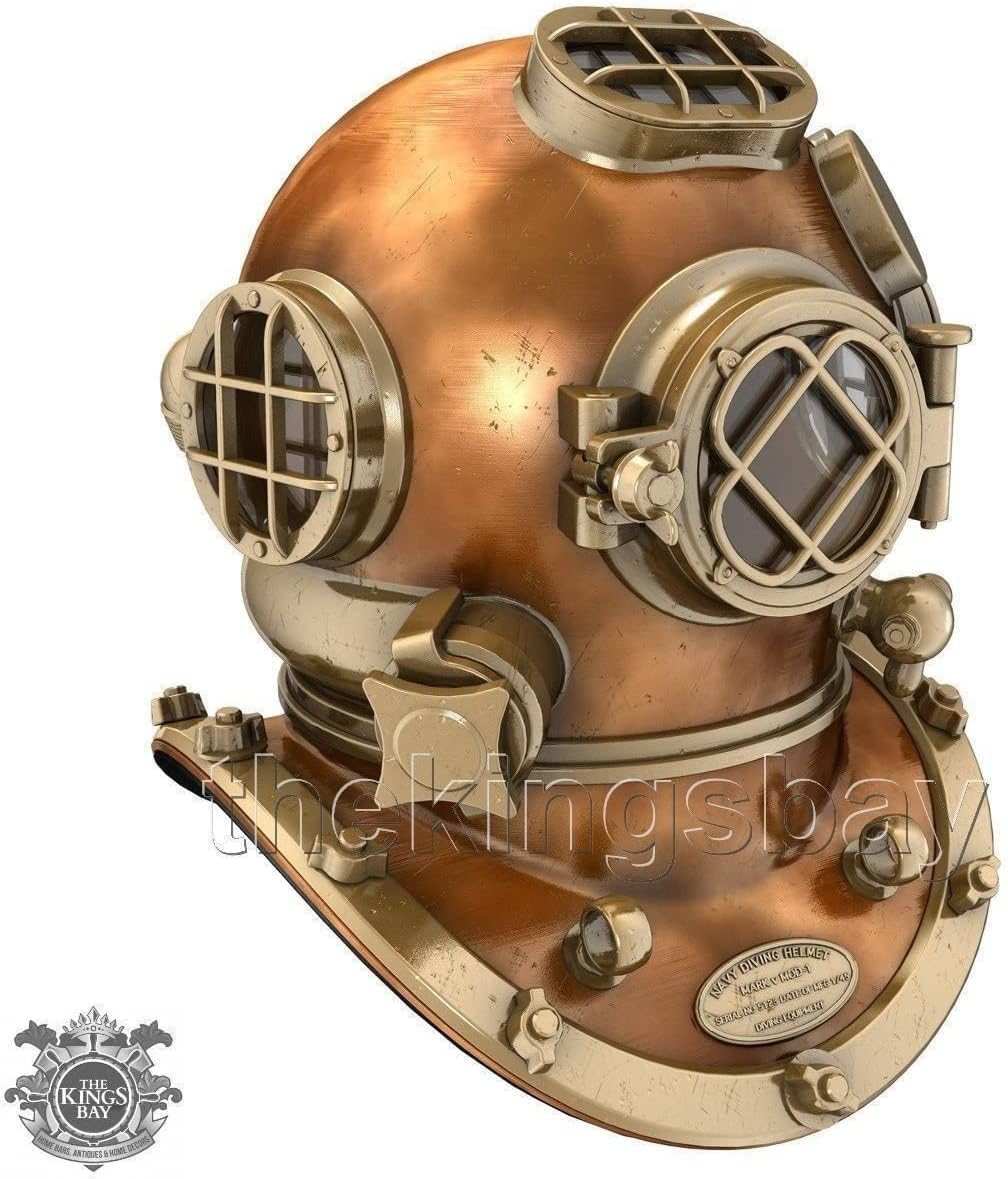 Mark V Copper Brass Diving Divers Helmet Antique SEA Nautical - Wearable