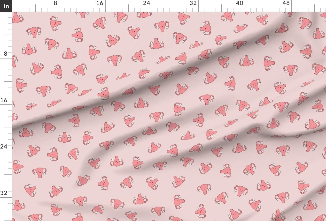 Spoonflower Fabric - Happy Uterus Pink Large Rose Blood Woman Female Anatomy Womb Printed on Minky Fabric by The Yard - Sewing Baby Blankets Quilt Backing Plush