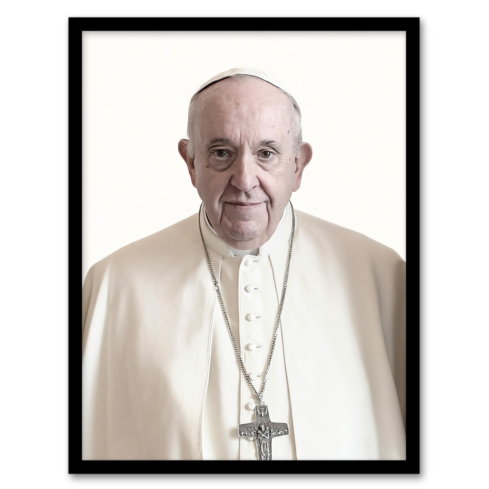 Artery8 Framed 12X16" Pope Francis Supreme Pontiff Photograph Portrait Living Room Art Print Framed Poster Wall Decor 12X16 Inch