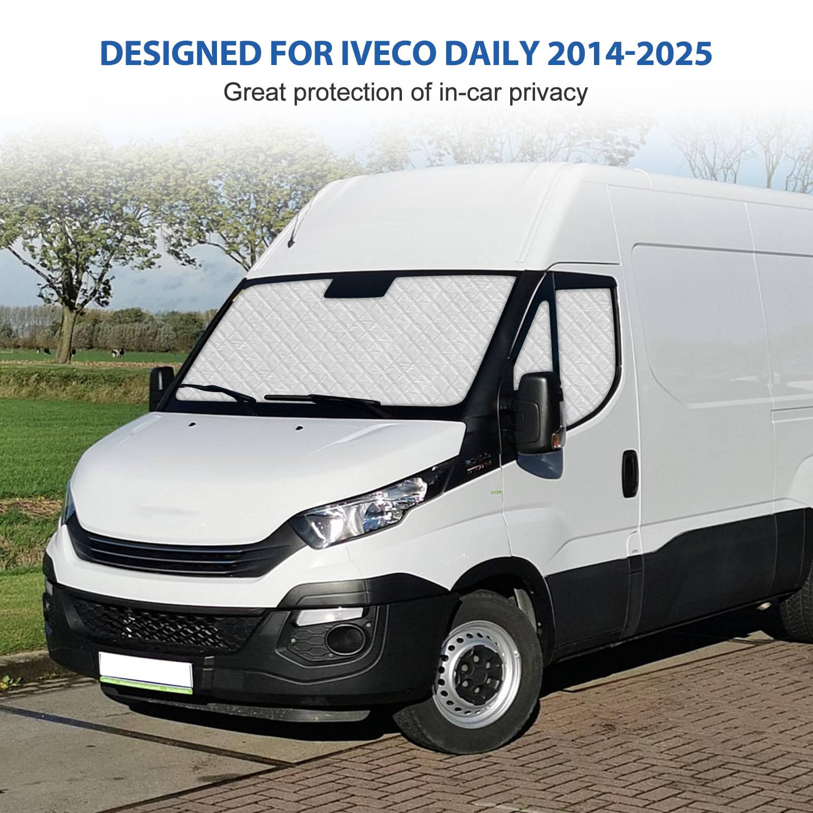 Sonnenschutz Auto Frontscheibe Ersatz für Iveco Daily 2014-2026, 5 STK Faltbarer Sonnenschutz für Auto Innenabdeckung, Internes Thermomatte Set mit Aufbewahrungstasche