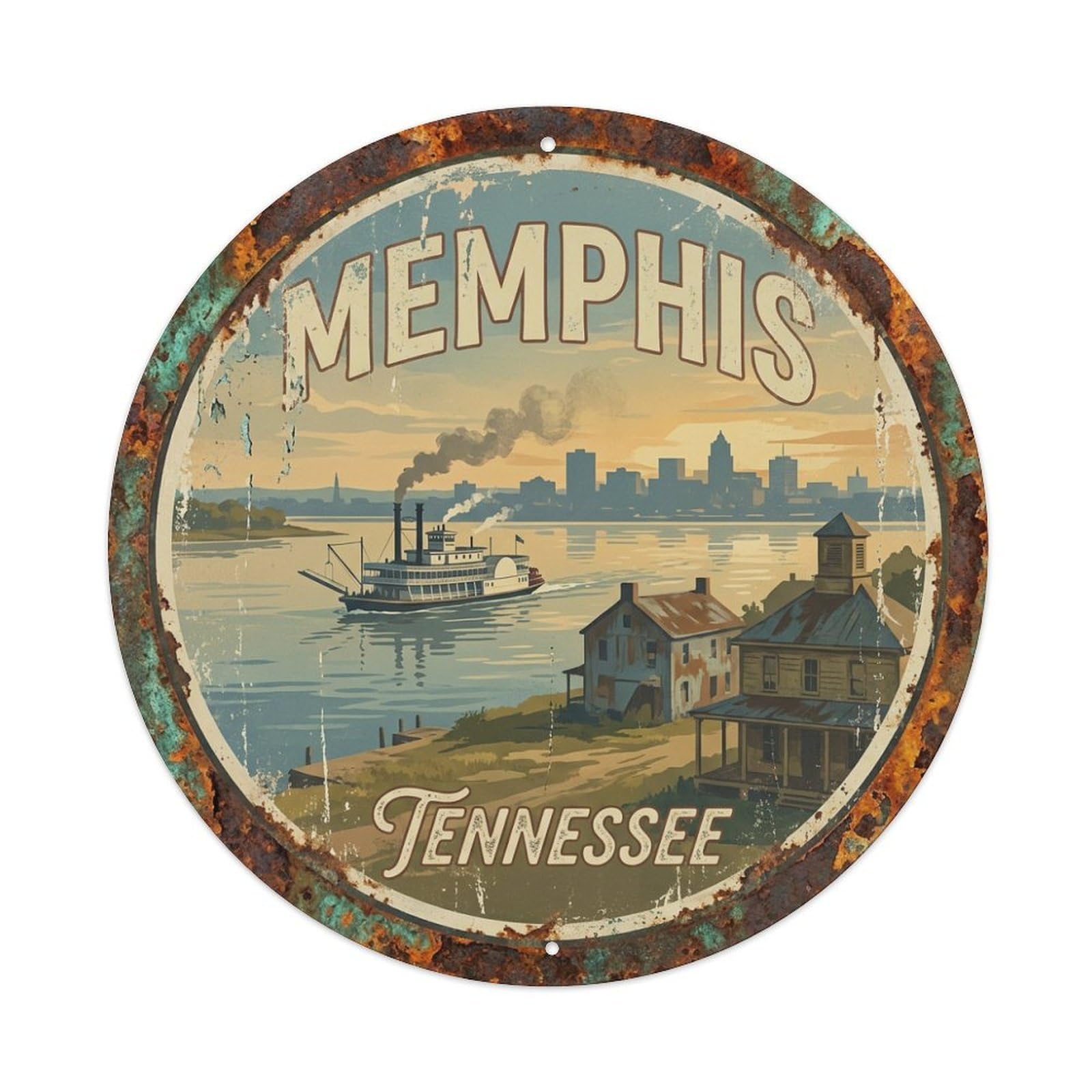 Tgrcjimh Style Metal Tin Sign Usa Vintage Travel Memphis