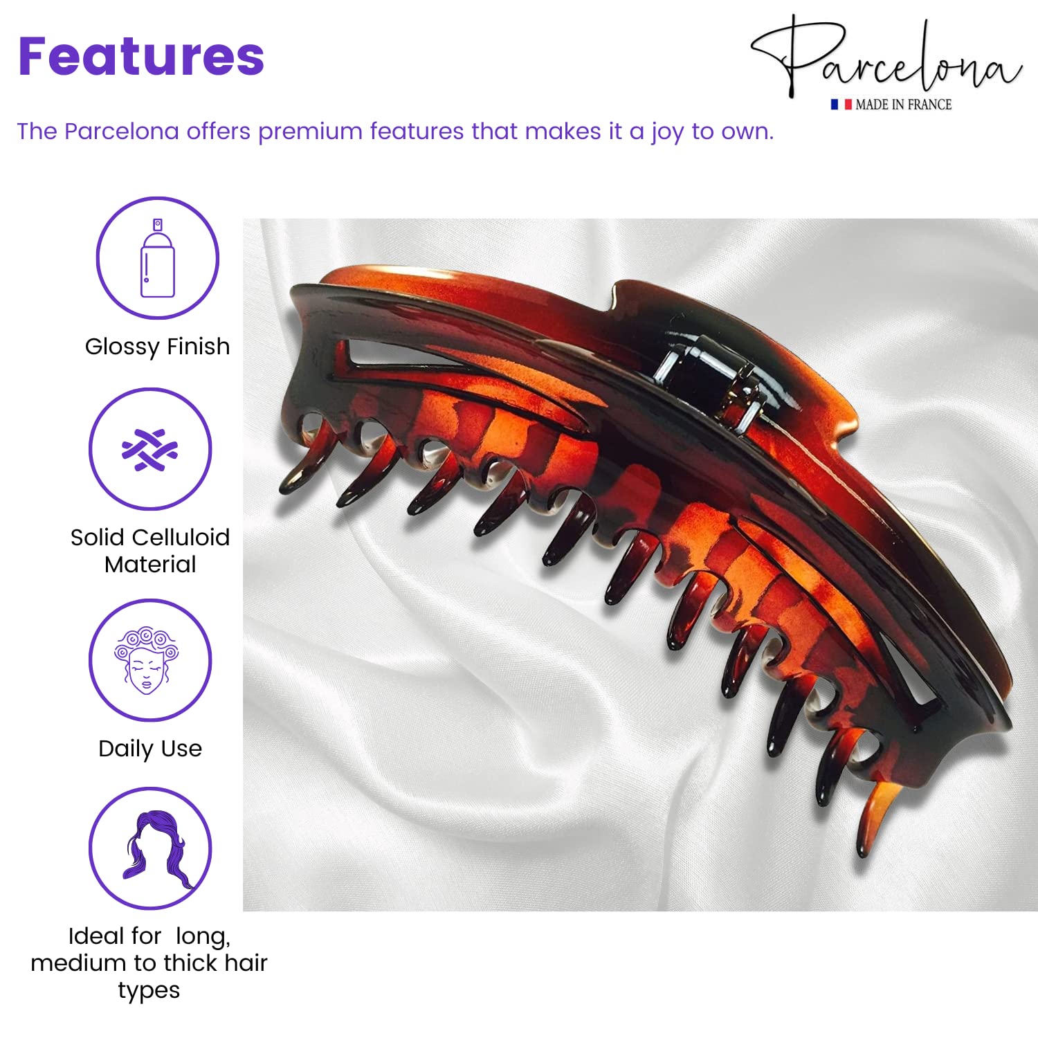 Hair Claw Clip Large Celluloid Interlocking No Slip Grip Elegant Stylish Amazon.com: Mtiyoose 2 Pack Large Claw Clips for Thick Hair  main image 4