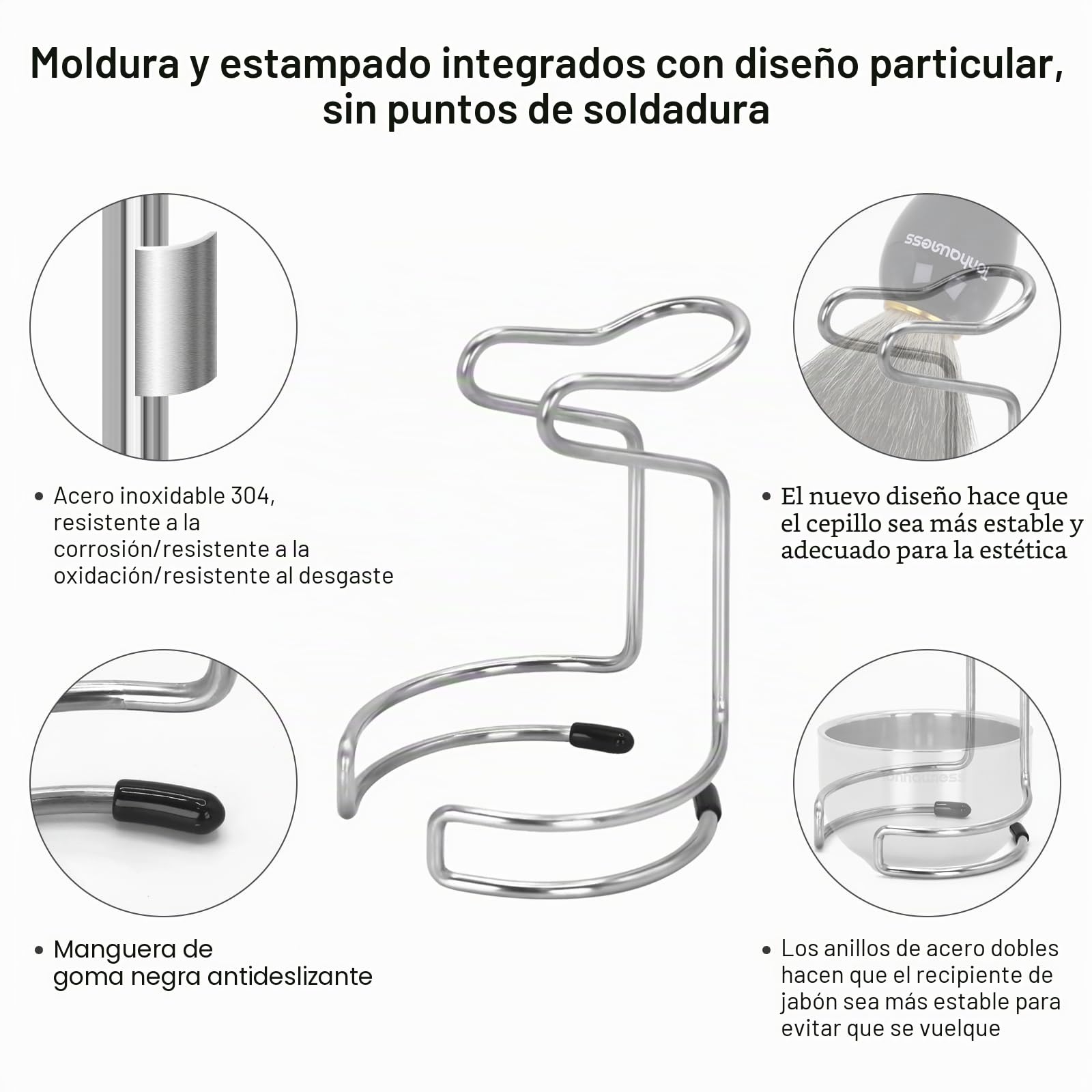 Kit de brochas de afeitar para hombre, juego de brochas de afeitar 4 en 1, incluye cepillo de afeitar de pelo de tejón, cuenco de afeitar de acero inoxidable y soporte y jabón de afeitar