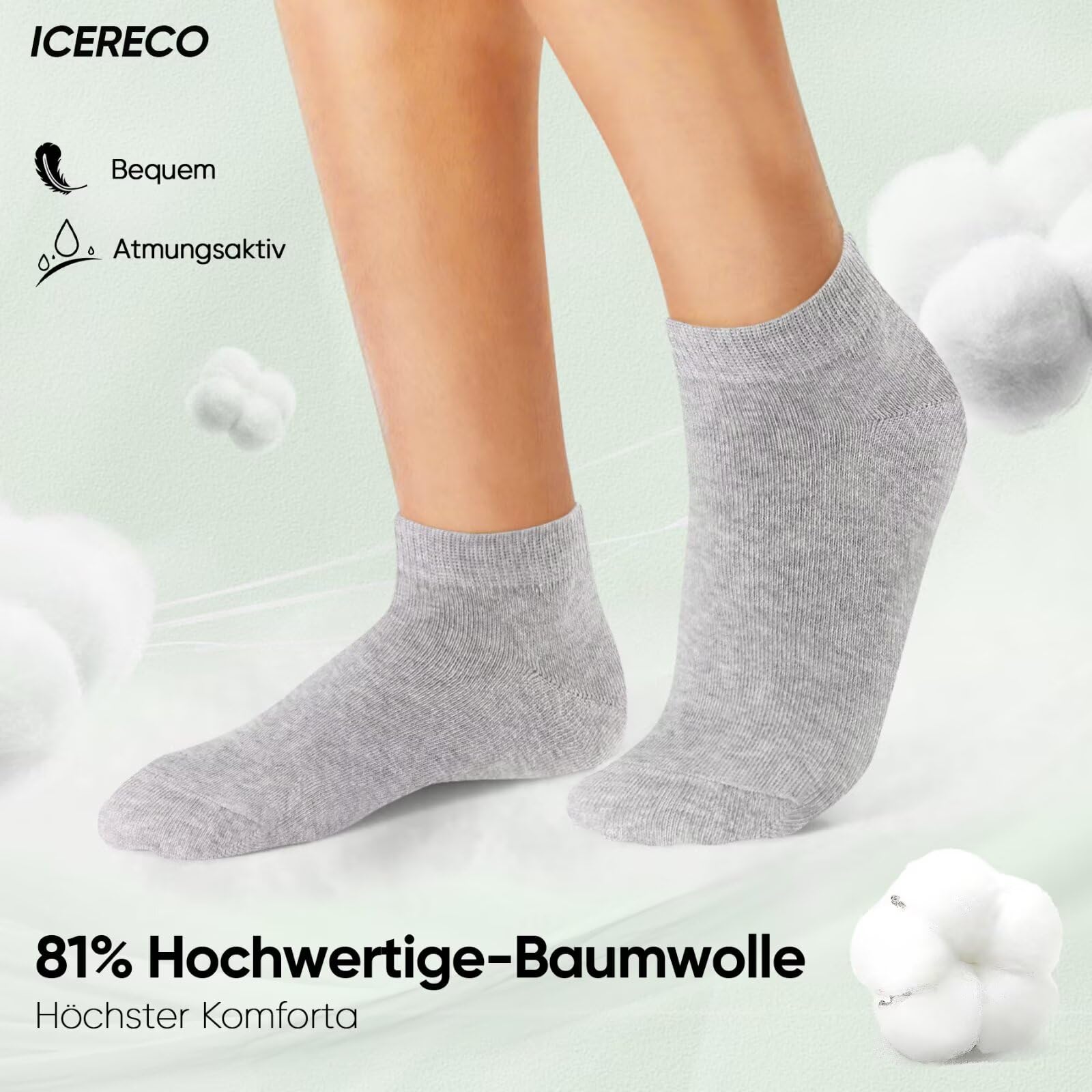 IceReco 10 Paia Calze Uomo Corte Cotone Estivi Calzini Donna Corti Sportive Fantasmini Running Trekking Tennis Elastiche