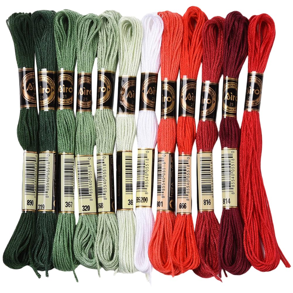 12 écheveaux Fil à Broder Panaché 6 Brins - 105 Yards (96 M), Polyester, Pour Bracelets D'amitié, Point De Croix - 12