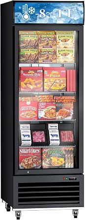 23 Cu.Ft Commercial Display Freezer with Glass Door, 27" Single Door Upright Merchandiser with LED Lighting and Adjustable Shelves