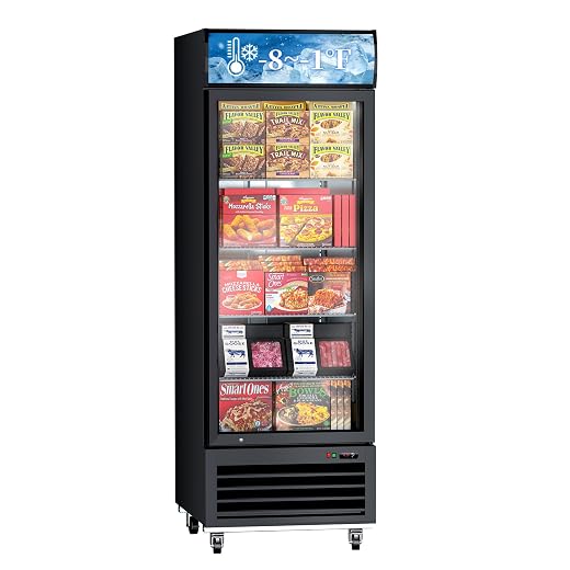 23 Cu.Ft Commercial Display Freezer with Glass Door, 27" Single Door Upright Merchandiser Freezer with LED Lighting, Adjustable Shelves and Lighted Canopy for Store, Grocery Store, Market