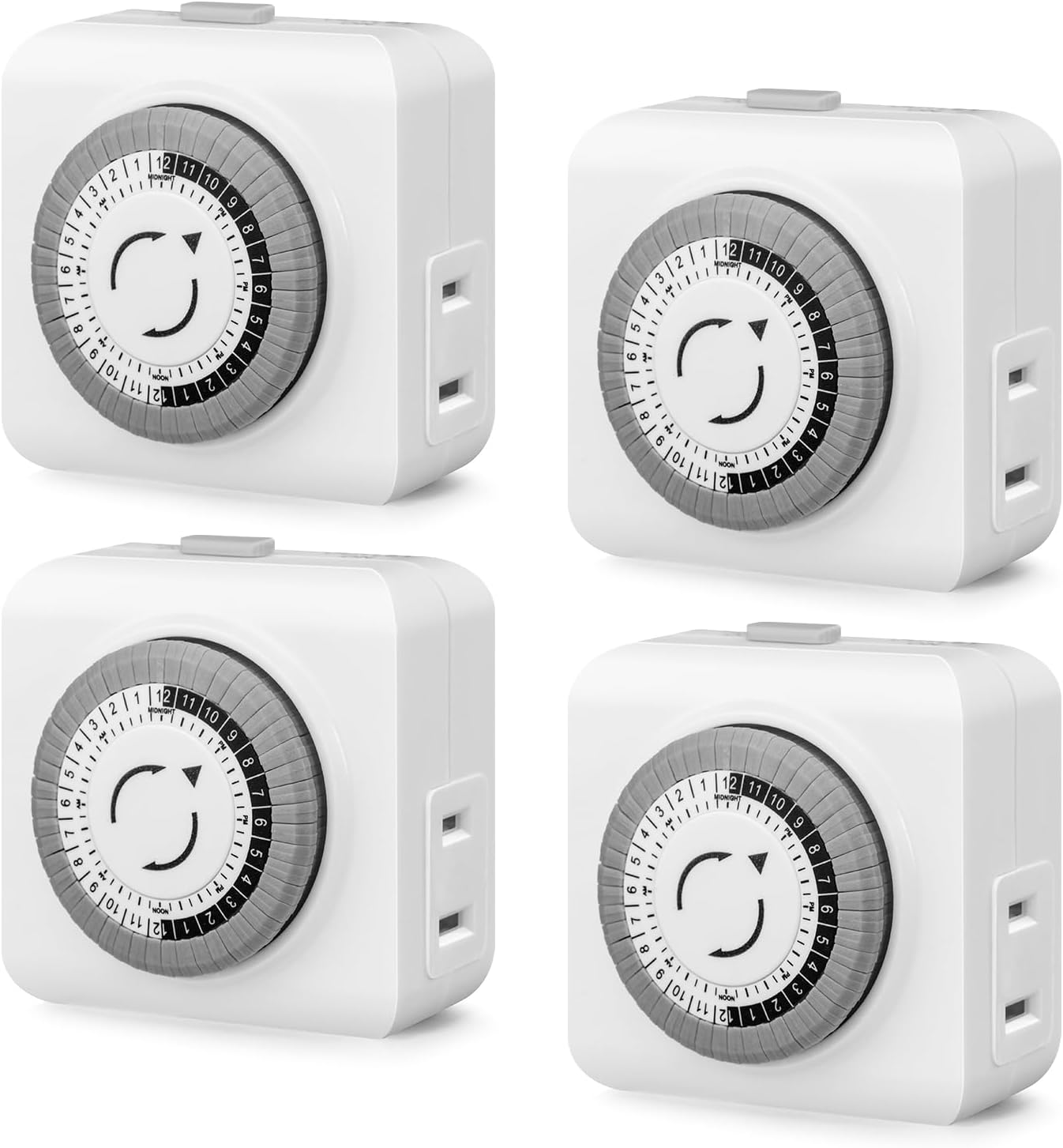 Timers for Electrical Outlets Indoor, AaiVrylliz Outlet Timer 2-Prong | 24-Hour 30 Minute Daily On/Off Cycle, Mini Plug-in Mechanical Timers for Christmas Lights, Lamps, Grow Light (4 Pack)