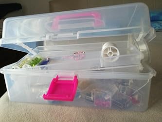 Scatola Organizer Trasparente Relaxdays 9 Scomparti | Portautensili Con Maniglia | 14,5x33x19 Cm - Foto 2