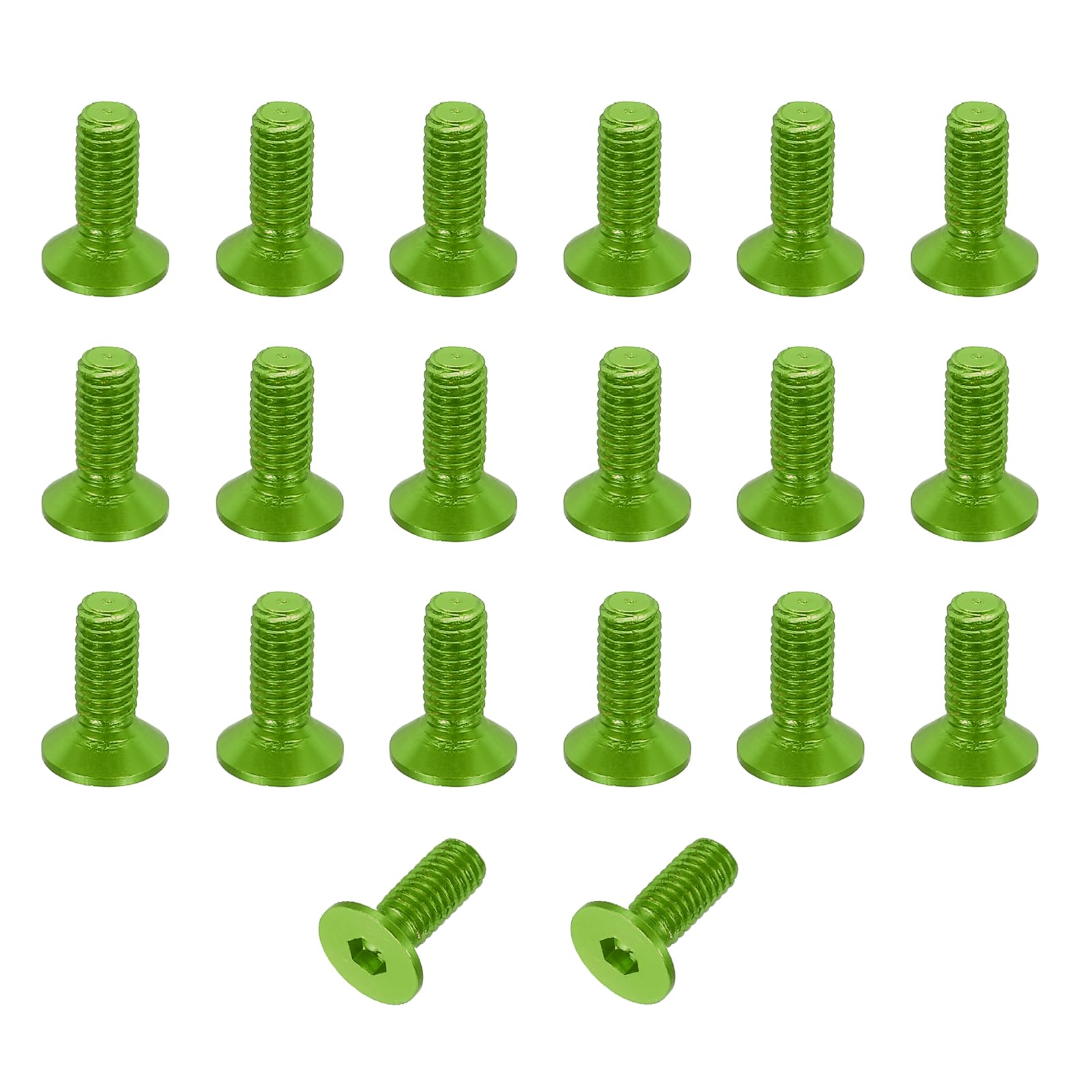sourcing map 20 Pack Socket Head Screws, M3x8mm Aluminum Alloy Countersunk Head Hex Socket Screws Hardware Hexagon Flat Head Bolts for Model Accessories, Green — image 1