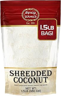 Spicy World Shredded Coconut Powder 1.5 Pound Bulk Bag (Desiccated Coconut) - Unsweetened & Finely Shredded Powdered - Great for Baking, Smoothies and More!