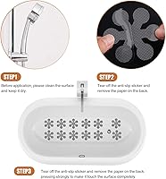 Vista 6 de Calcomanías Antideslizantes para Bañera, 12 PCS Bandas de Seguridad Grises para Ducha Adhesivas con Raspador Premium