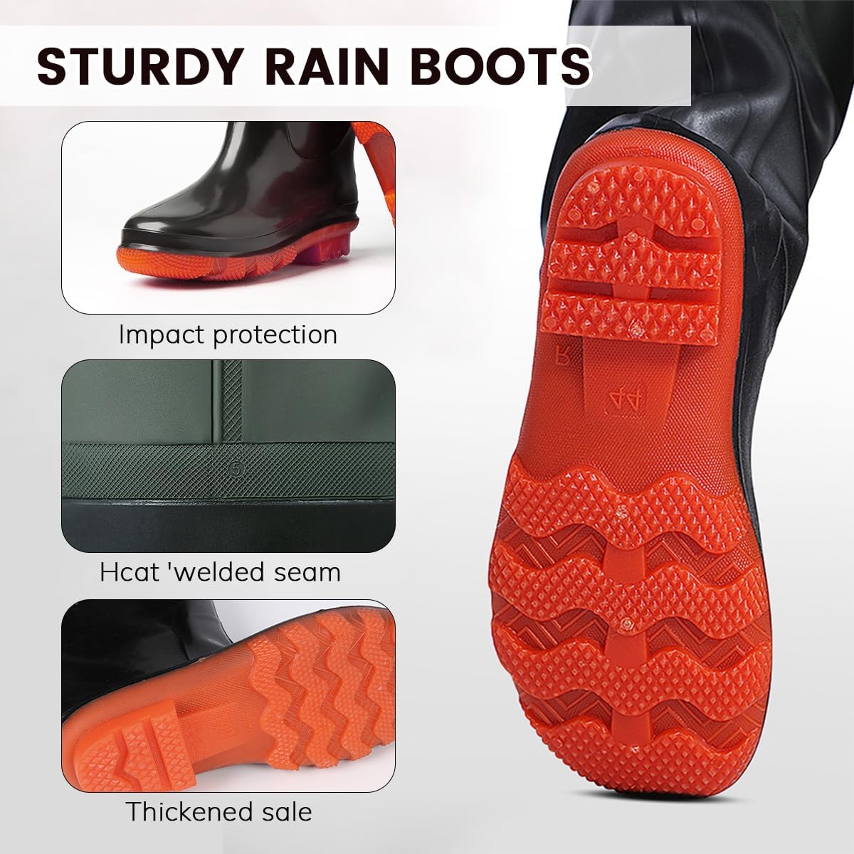 PVC Fishing Chest Waders for Men with Boots, Waterproof Bootfoot Waders, Waders with Boot Hanger for Men Women (Green, M10/W12)