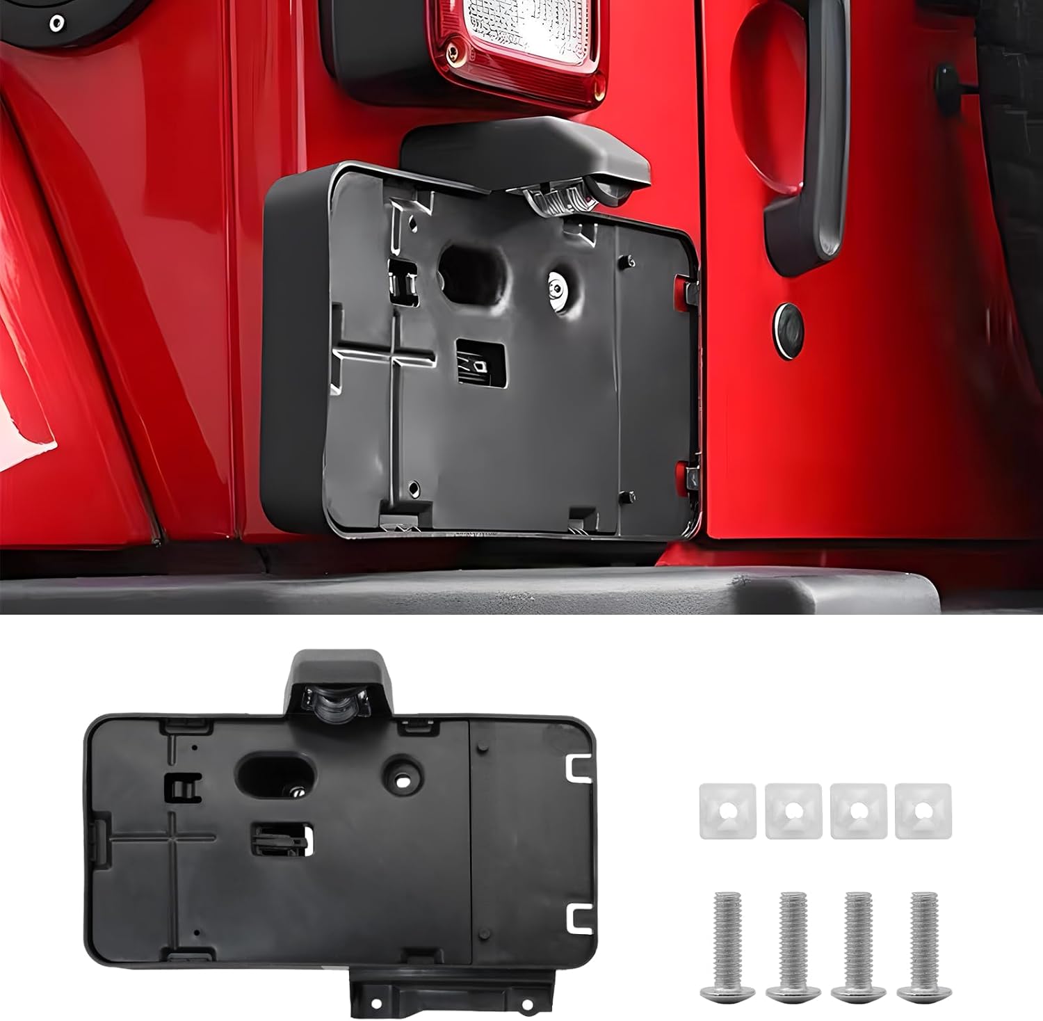 JINCHEN Black Rear License Plate Holder Frame with License