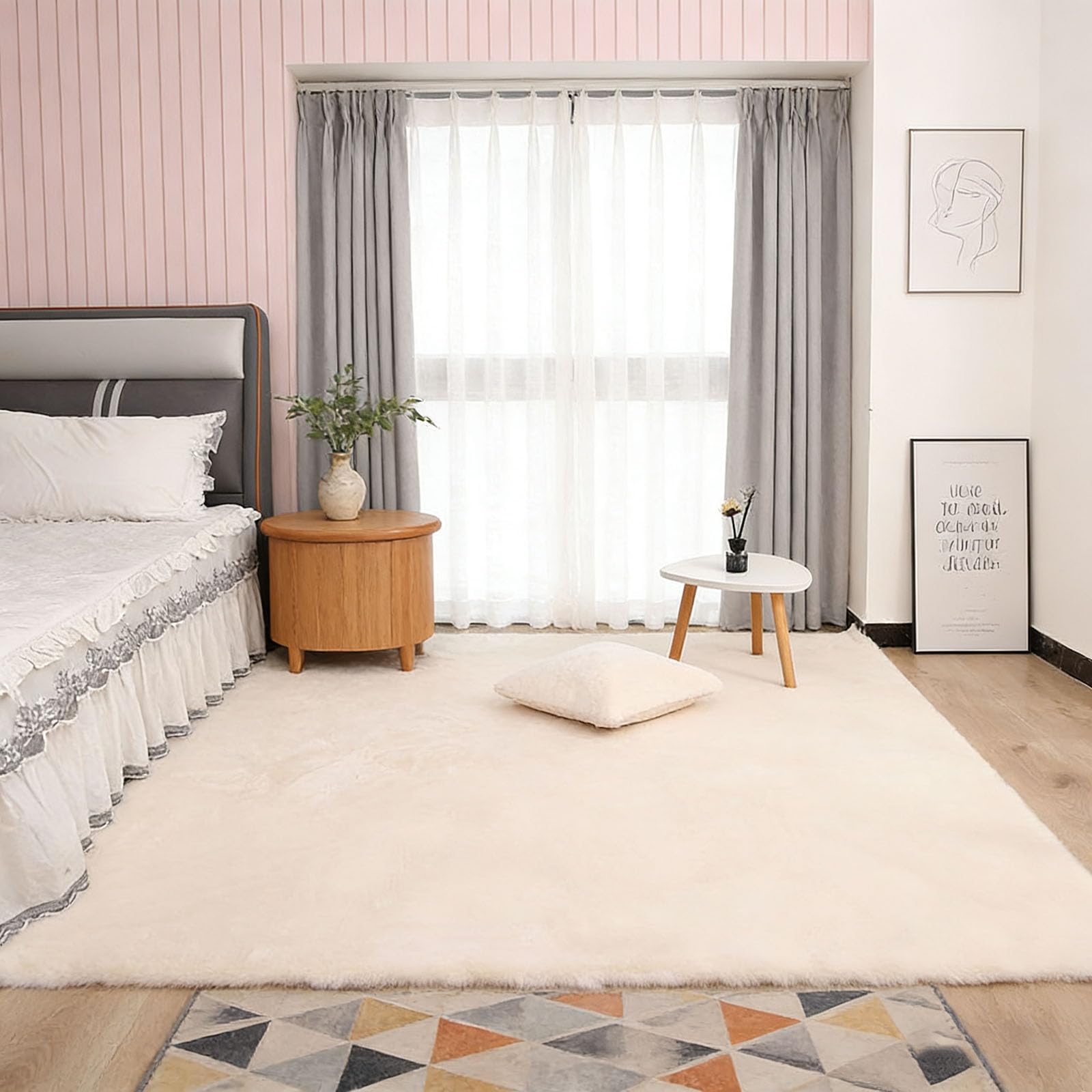 Tapis à poil court haut de gamme 160 x 230 cm doux et antidérapant lavable