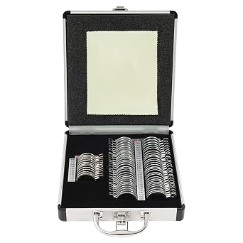 68pcs Trial Lens Set with Case Optical Trial Lens Kit Ophthalmology Optometry Kit Optometry Optician Eye Test Glasses Ophthalmic Lenses Metal Rim Aluminum Case