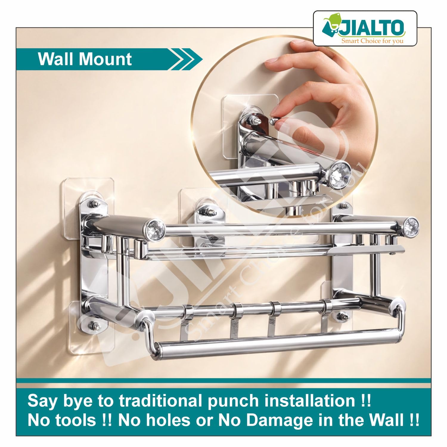 JIALTO Wall Hooks for Hanging Strong, Adhesive Hooks for Wall Heavy Duty, Wall hangings, Kitchen Accessories Items, Sticky Photo Frame Hangers (Pack of 20, Nail Hook) 2