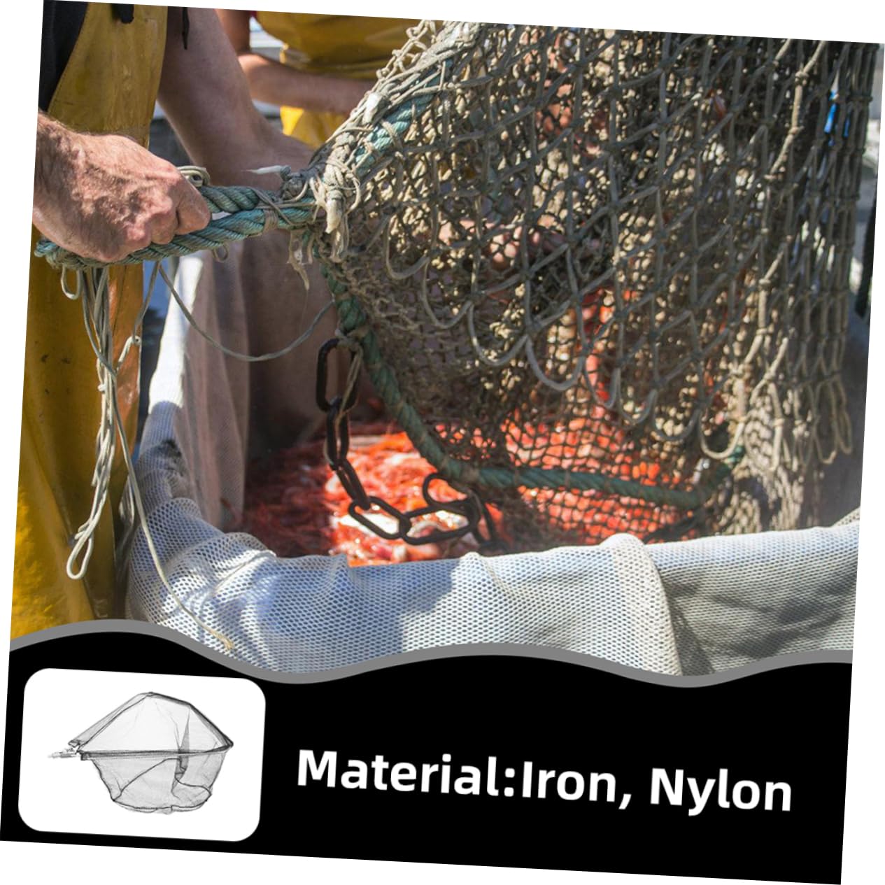 Red de Pesca Plegable Triangular Negra, 2 Piezas, Hierro y Nylon