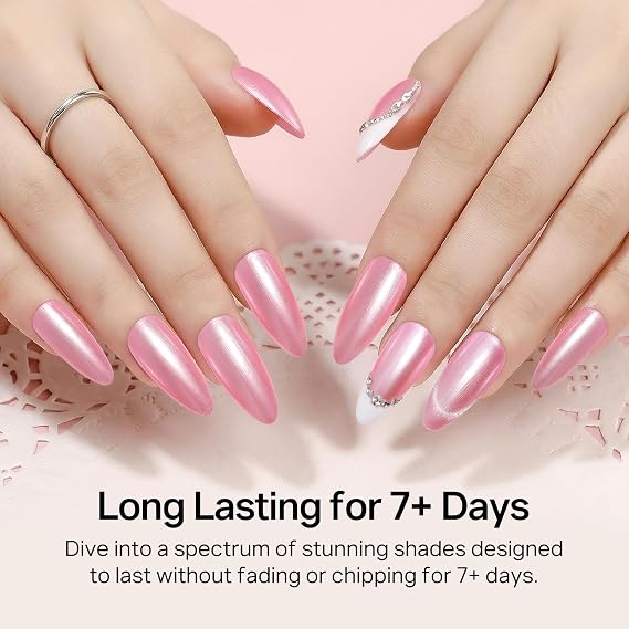 MIZHSE Quick Dry Pearl Pink Nail Polish, Pearlescent Nail Polish Glossy