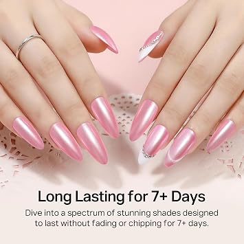 MIZHSE Quick Dry Pearl Pink Nail Polish, Pearlescent Nail Polish Glossy