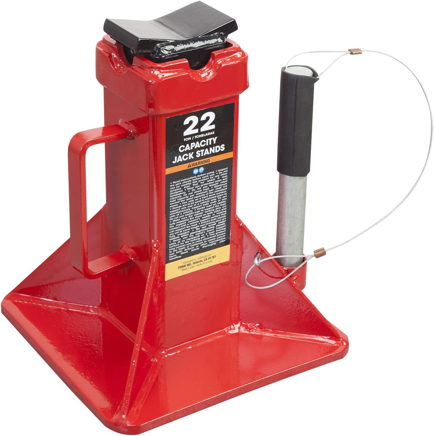 Big RED 22 Ton Car Jack Stands, Heavy Duty Pin Type Professional Car Jack Stand with Lock, Fit for Supporting Trucks, Trailers and Equipment, Red, 1 Pair