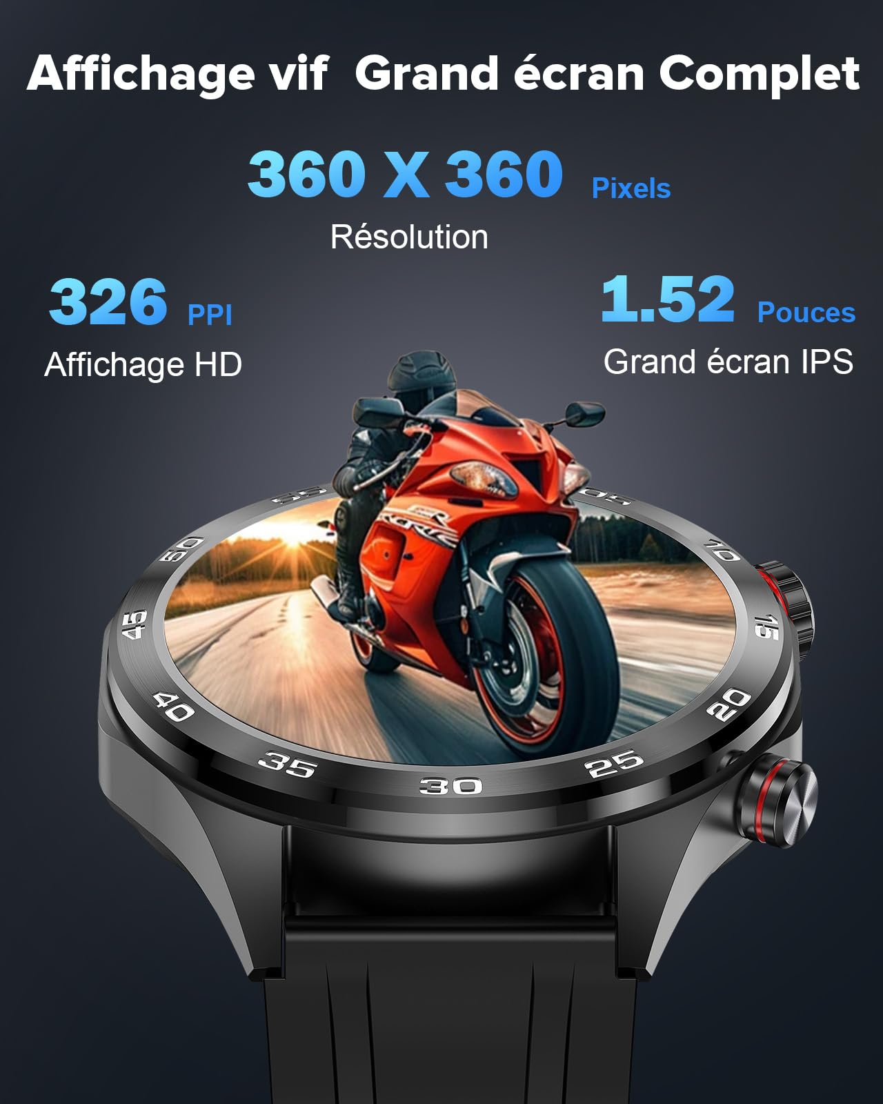 MEGALITH Montre Connectée Homme Sport: Noir Montres Intelligente Etanche Fitness Podometre - Appel Bluetooth Smartwatch Compatible Android iOS