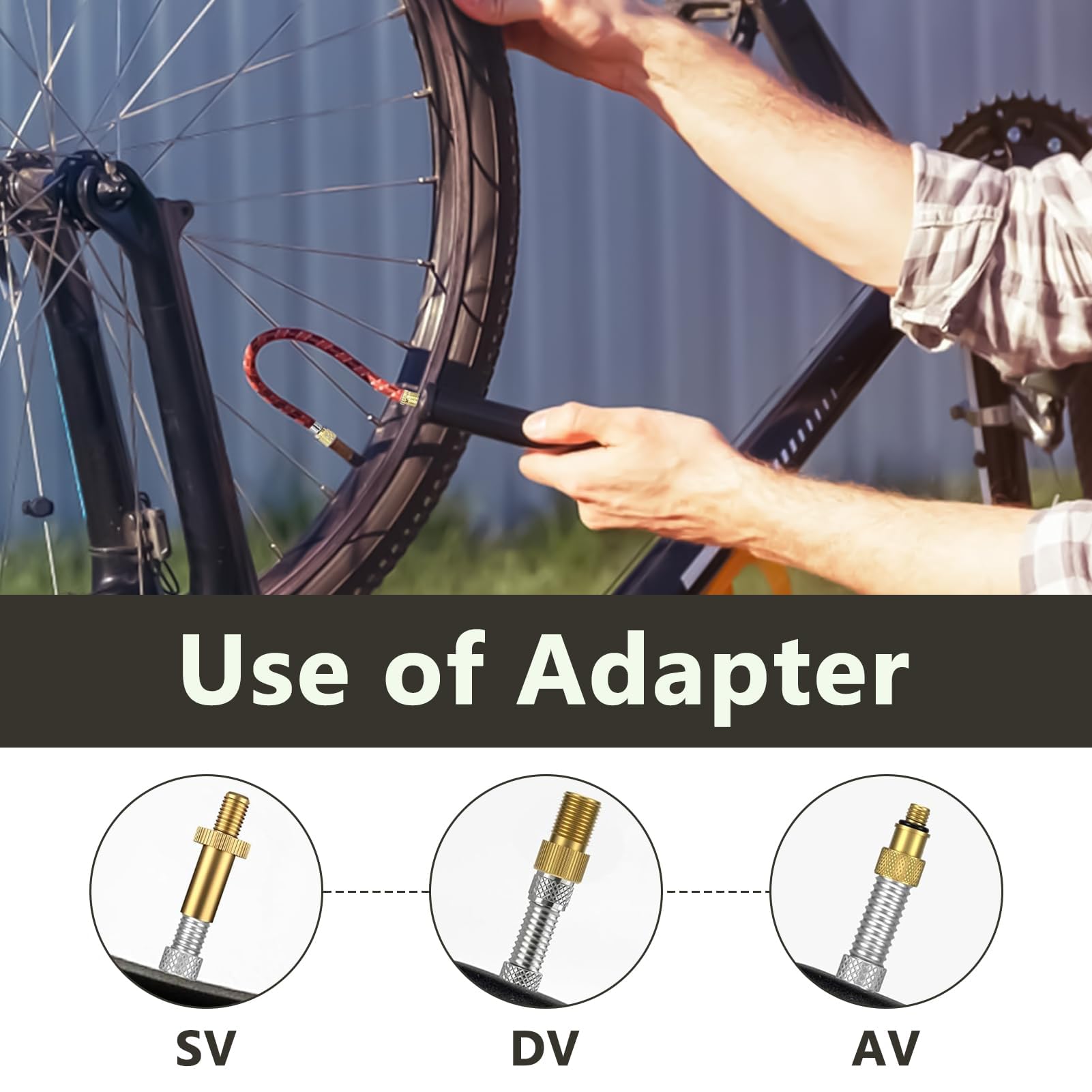 8 Pièces Embout Pompe Vélo, Adaptateur Valve Vélo Kit Avec Rallonge