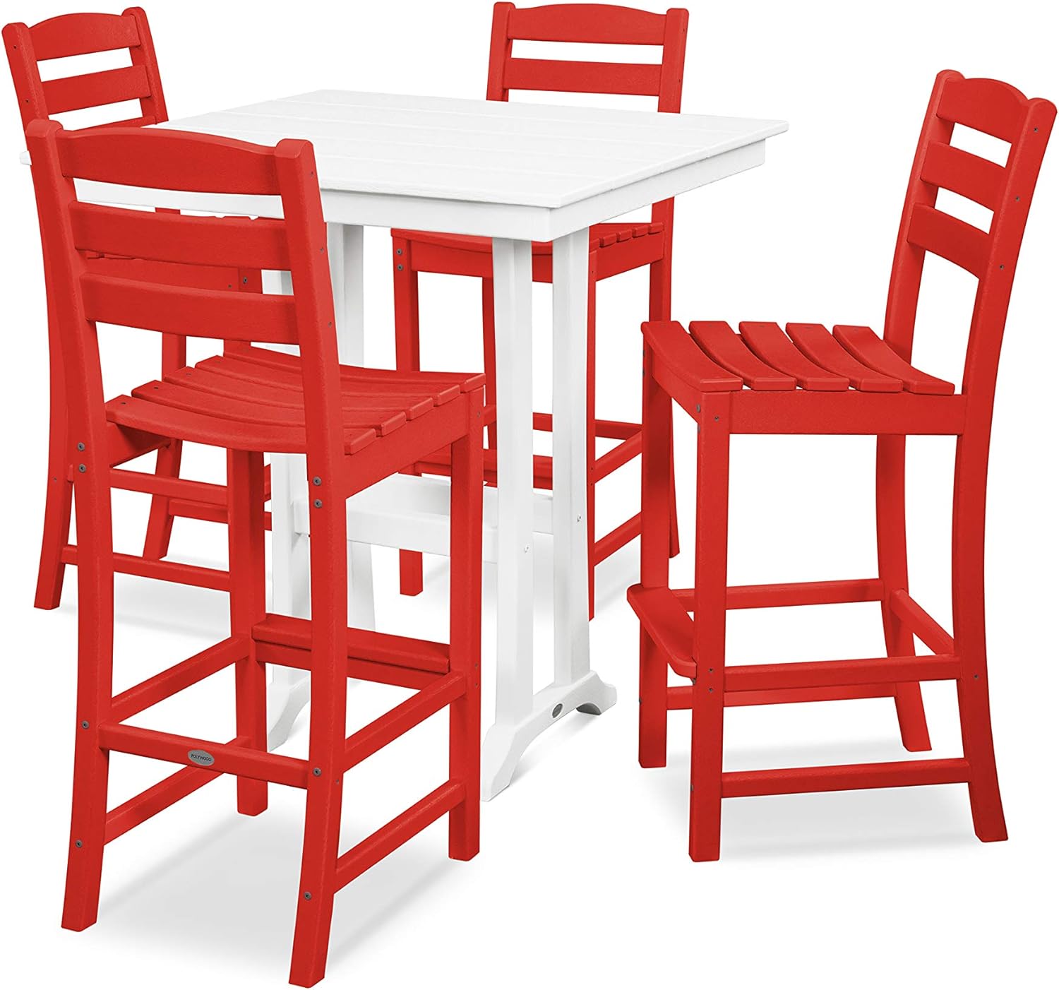 POLYWOOD® La Casa Café 5-Piece Farmhouse Trestle Bar Set in White