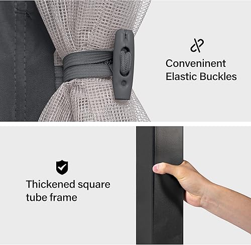 Miniatura 6 de LAUSAINT HOME Gazebo semipermanente para patio, 10 x 10 pies con pernos de expansión, tienda de campaña resistente para exteriores con doble techo,