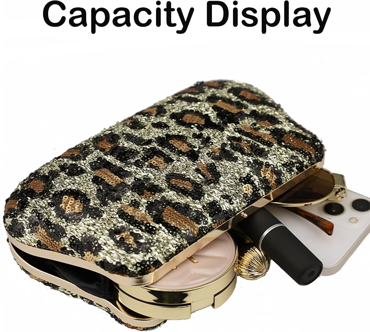 Farcauo Evening Bag Small Clutch Purses Leopard Purse Formal Wedding Handbag for Women Fashion Crossbody Bags With Chain