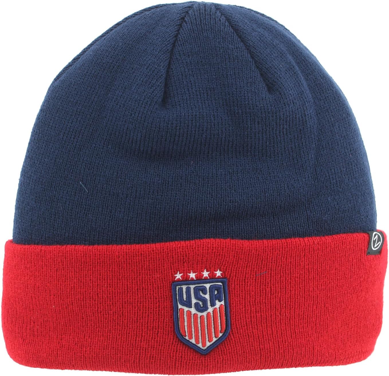 ZHATS Unisex Kid's U.S. Soccer Officially Licensed USWNT Youth Beanie Cuff Crest, Team Color