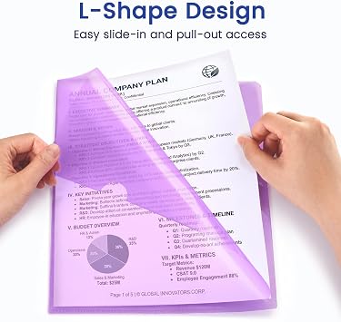 Sooez 15 Pack Clear Document Folder, Plastic Sleeves for Paper 8.5 x 11