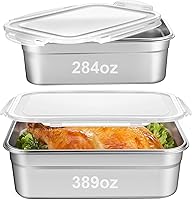 Tiangrid 2-Pack Large Stainless Steel Marinating Containers Leak-Proof Lids Stackable 389oz+284oz Meal Prep Fridge Storage