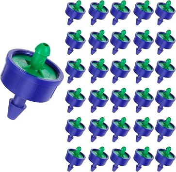 Upgrade Leak-proof 30Pcs 0.25 GPH Pressure Compensating Drip Emitters, Constant Flow Drip Irrigation Emitters Spot Watering Drippers with LeakProof Water Pressure of 0.18 Bar for Irrigation Systems