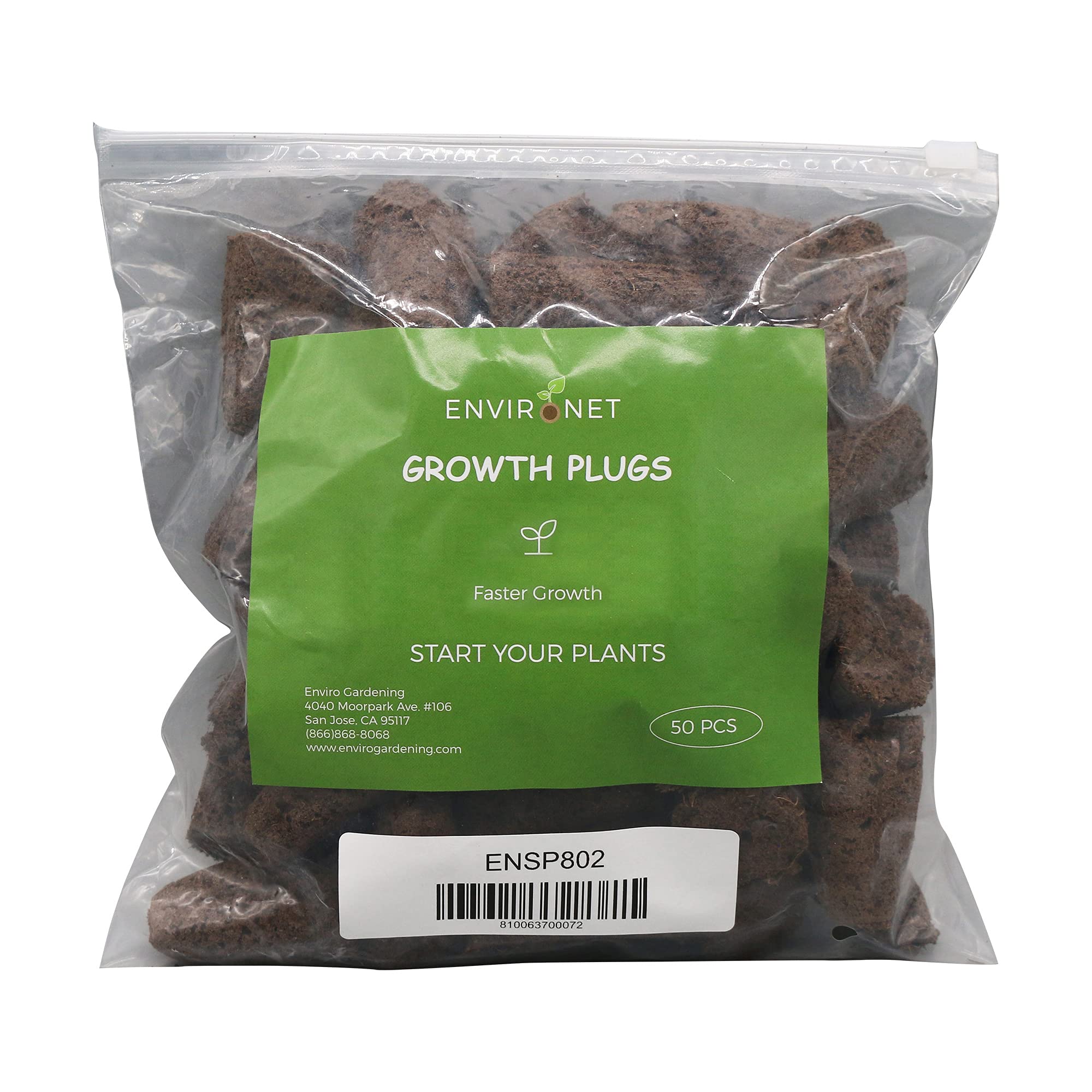 Environet Seed Starter Plugs, Growth Plugs for Seed Starting, Hydroponic and Soil Applications (1 Pack of Approx 50 Counts, 1.2 Inch Square X 2 Inch deep)